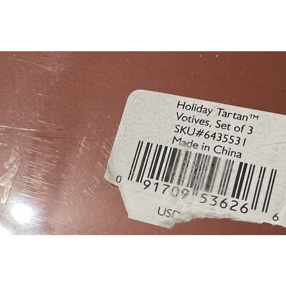 Lenox Holiday Tartan 3 Votive Candle Holders Different Vase Shapes New Open Box - Picture 9 of 10